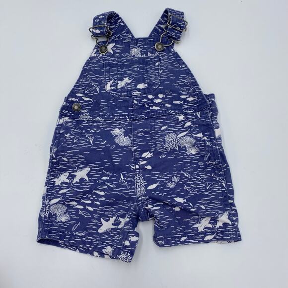 Carters Blue Sharks Print Shortall Size 9M - Picture 1 of 3